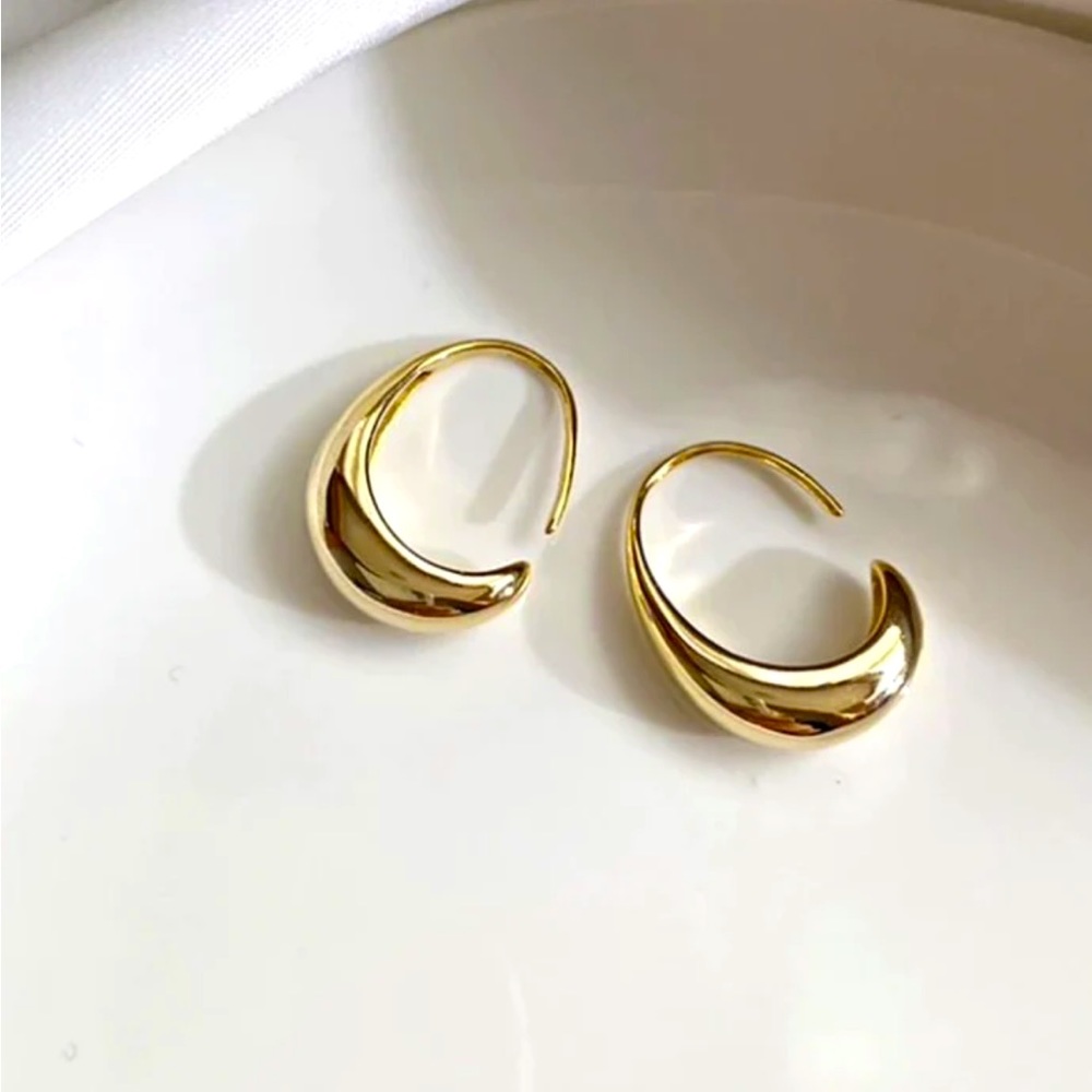 Gold drop hoop earrings